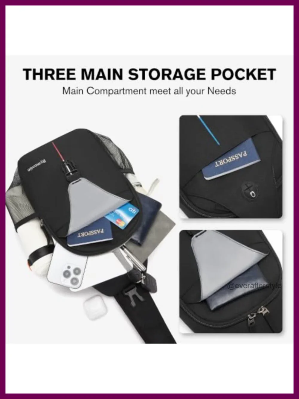 Crossbody Sling Backpack Touch Screen Phone Pocket Commuter Chest Bag Neutral